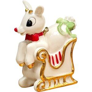 Lenox Rudolph Christmas Ornament The Red Nose Reindeer In Sleigh 2013 No Box